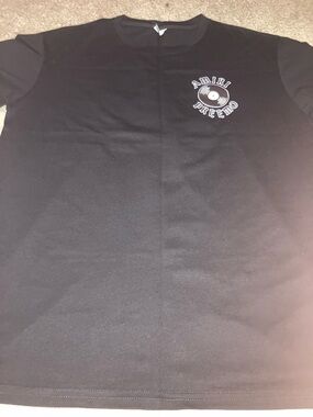 Black Tee with White Vinyl Chest Graphic